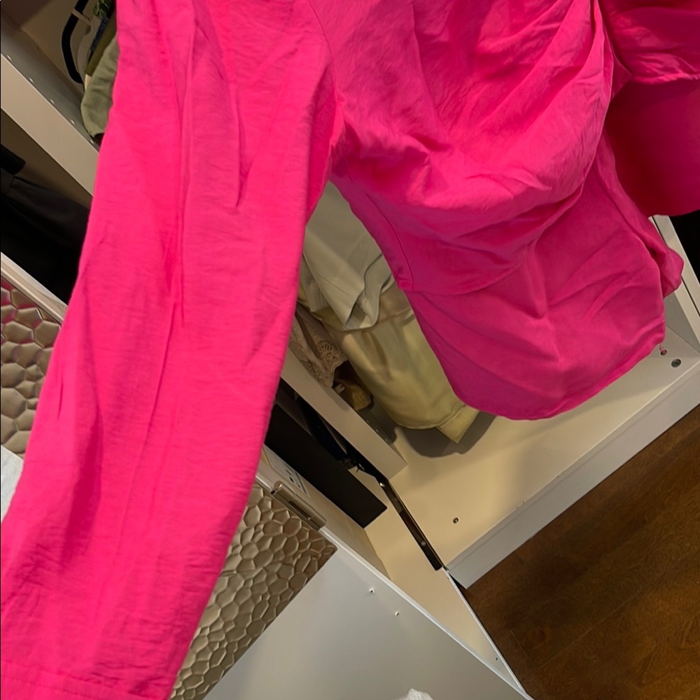 H&M Pink Ruched Notched Collar Top - Picture 6 of 13